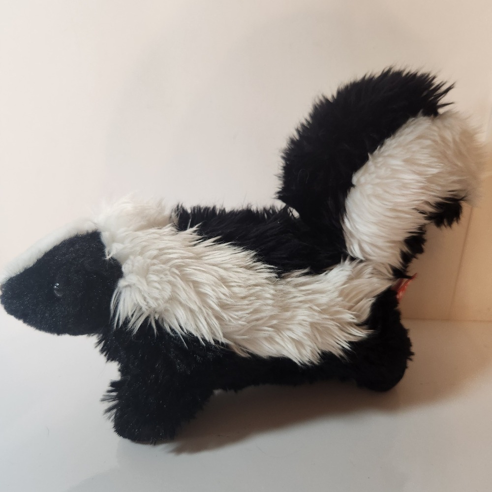 Wild Republic Skunk Plush Stuffed Animal Black White Shaggy Fur 12 Inch Toy